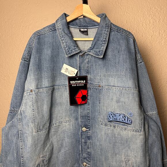NWT Southpole Embroidered Y2K XL Light Wash Denim Jacket - Picture 3 of 7